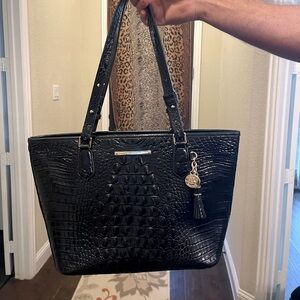 Brahmin Melbourne Tote, Black Croc, Like New